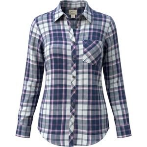 Blue Mountain Womens Purple Navy Plaid Flannel Button Up Shirt Size Medium NWT